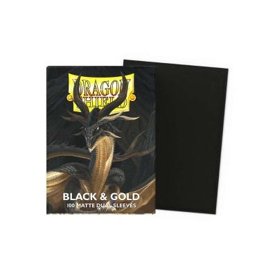 Pacote preto com dragão dourado e texto DRAGON SHIELD
