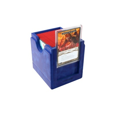 Porta-cartas azul com cartas de jogo