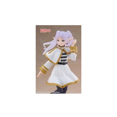 Figura colecionável de personagem feminina com cabelo lilás e roupa branca e dourada