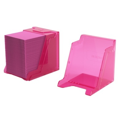 Suportes de plástico cor-de-rosa com cartões cor-de-rosa