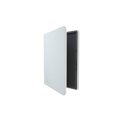Estojo porta-cartões branco com interior preto aberto
