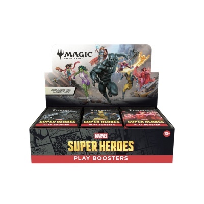 Pack exposição Magic The Gathering Marvel Super Heroes com booster packs em caixa colorida