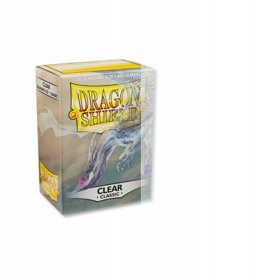Caixa de proteção para cartas Dragon Shield transparente com dragão azul.