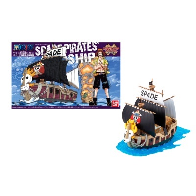 Modelo de barco SPADE PIRATES com velas e cabeça de cavalo flamejante e embalagem colorida