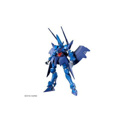Figura de robô azul com canhões e design angular