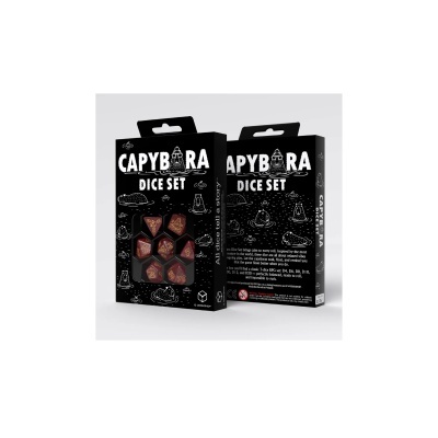 Conjunto de dados capybara em caixa preta com ilustrações e texto
