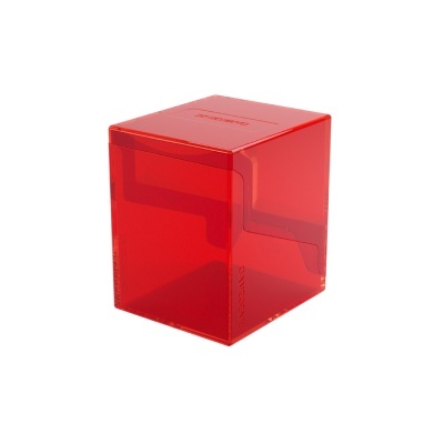 Caixa cúbica translúcida de plástico vermelho