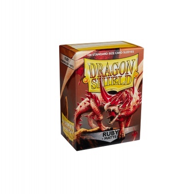 Pacote caixa protetores de cartas Dragon Shield ruby matte com dragão vermelho