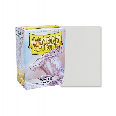 Estojo de proteções para cartas Dragon Shield branco fosco com ilustração de dragão