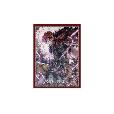 Poster ou capa ONE PIECE CARD GAME com personagem de cabelo vermelho e efeitos roxos