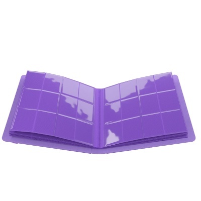 Livro plástico roxo para cartões com bolsos transparentes