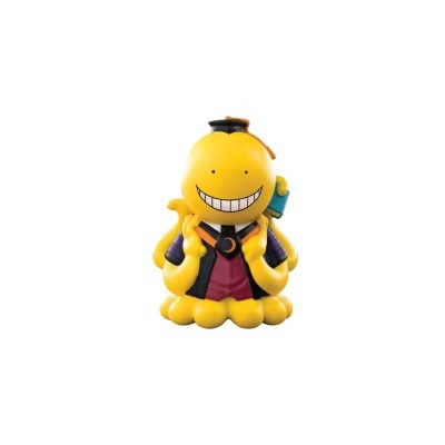 Figura amarela sorridente com chapéu preto e gravata a segurar livros