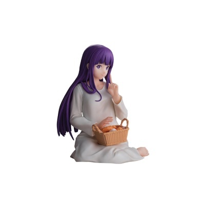 Figura decorativa de rapariga sentada com cesta de piquenique