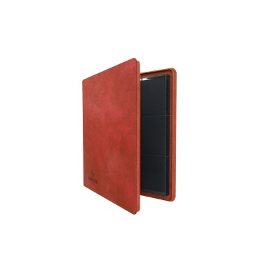 Carteira de couro vermelho com interior preto aberta