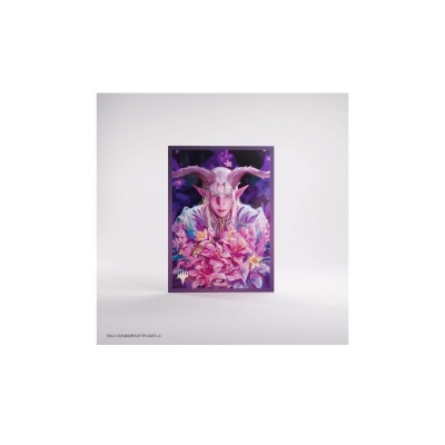 Poster com personagem fantástico e flores em tons rosa e amarelo