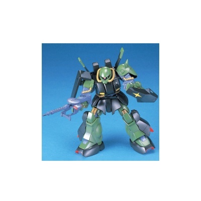 Action figure robô militar verde com arma e escudo em fundo azul