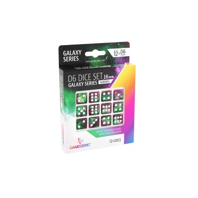 Caixa de conjunto de dados D6 Galaxy Series Aurora com 12 dados coloridos