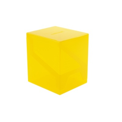 Caixa cúbica amarela brilho fundo branco