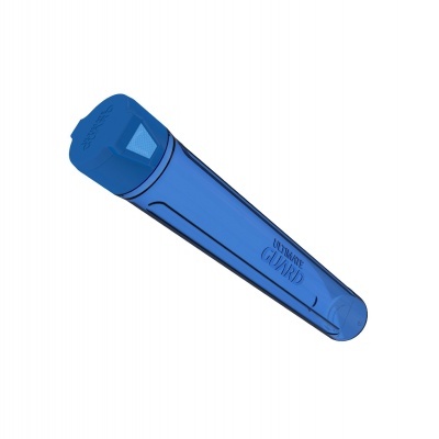 Protetor de braço azul translúcido com tampa e texto ULTRABRE GUARD