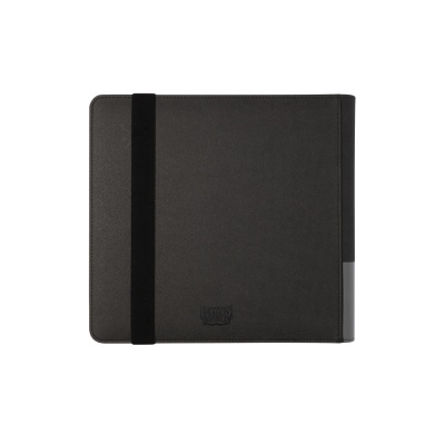 Estojo quadrado preto com fecho elástico e detalhe prateado