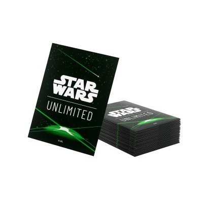 Pacote de cartas Star Wars Unlimited preto com texto branco e verde