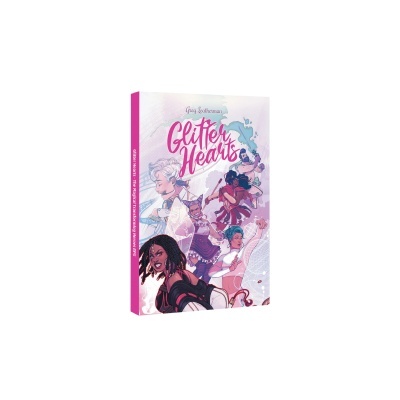 Capa do livro Glitter Hearts com ilustrações de personagens femininos coloridas