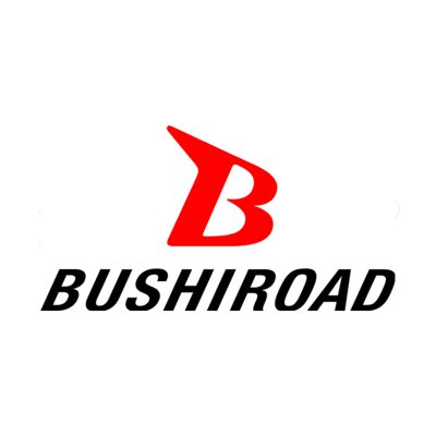 Logotipo BUSHIROAD com letra B vermelha e texto preto