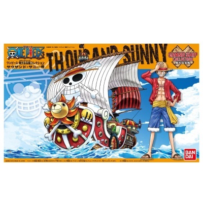 Caixa de modelo de navio Thousand Sunny de One Piece com figura do personagem Luffy