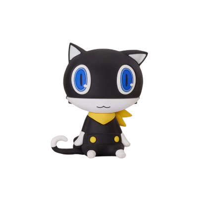 Figura de gato estilizado preto e branco com cachecol amarelo