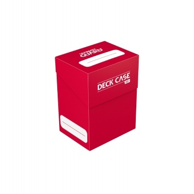 Caixa vermelha para cartas com texto DECK CASE