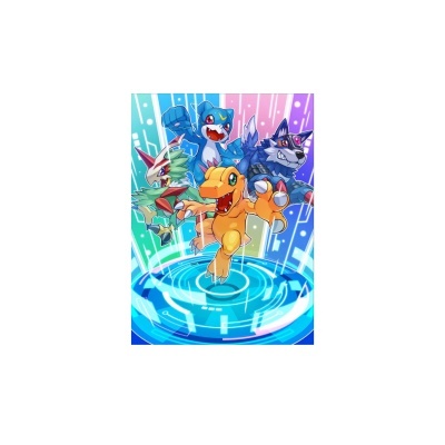 Ilustração de dinossauros de desenho animado coloridos em fundo abstrato