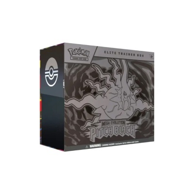 Caixa cinzenta e preta Pokémon Elite Trainer Box Mega Evolution Pitch Black