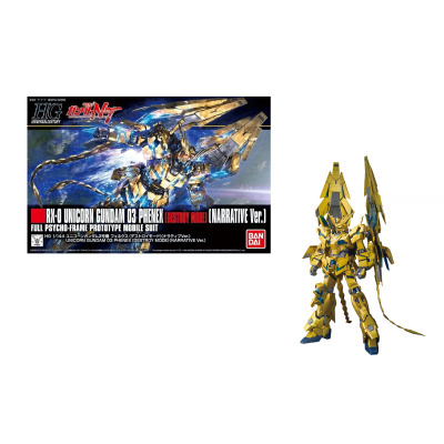 Caixa de modelo RX-0 Unicorn Gundam 03 Phenex modelo de destruição com robô dourado no fundo