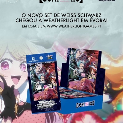 Cartas de jogo Weiss Schwarz Oshi No Ko com personagens de anime em embalagem azul