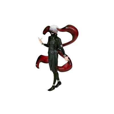 Figura de ação com cabelo branco, máscara preta e tentáculos vermelhos