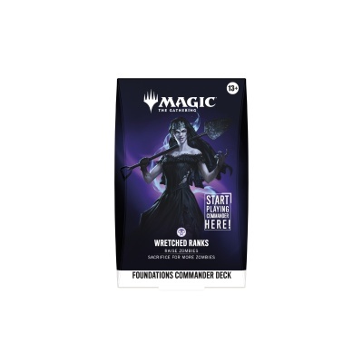 Embalagem do jogo Magic: The Gathering com figura feminina e texto de instruções e título