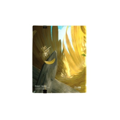 Tapete com design de penas e madeira, texto MAGIC e FINAL FANTASY