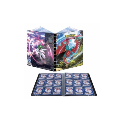 Álbum de cartas Pokémon com capa colorida e interior com cartas organizadas