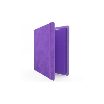 Capa protetora lilás para tablet com fecho elástico.