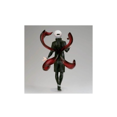 Figura colecionável de personagem com tentáculos vermelhos e casaco preto