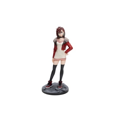 Figura de ação feminina com casaco vermelho e vestido branco