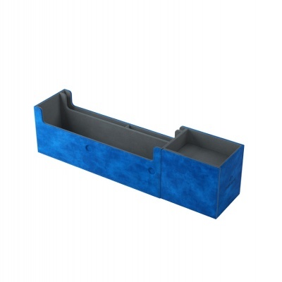 Organizador de secretária em veludo azul com interior cinzento