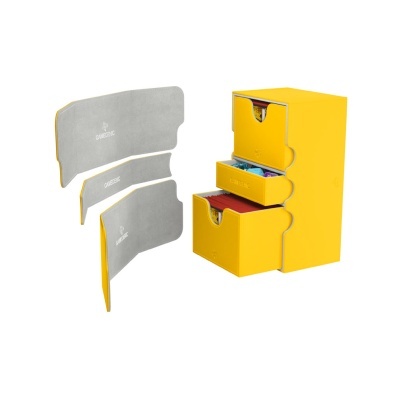 Gavetas amarelas organizadoras para cartas com separadores cinzentos destacados