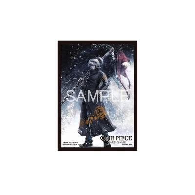 Poster do jogo de cartas ONE PIECE com personagens e texto SAMPLE
