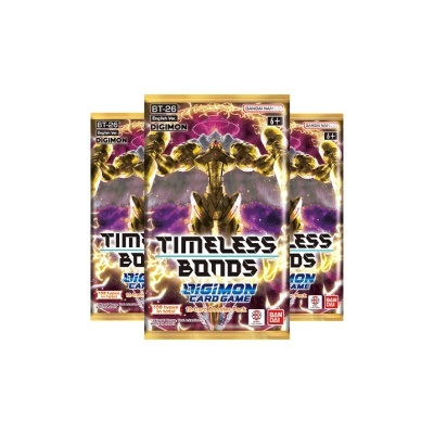 Pacotes do jogo de cartas DIGIMON TIMELESS BONDS com robô dourado