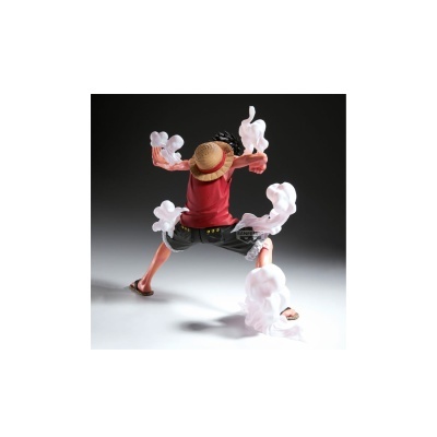 Figura de ação com chapéu de palha e elementos brancos imitando fumaça