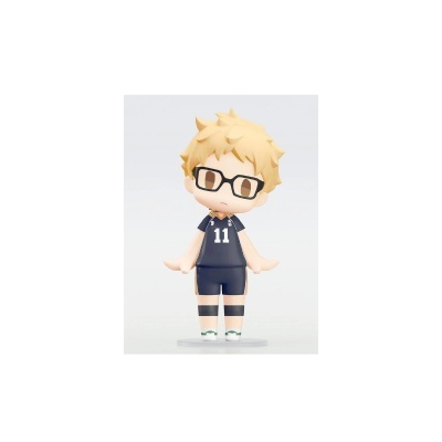 Figura colecionável estilo chibi com óculos e roupa desportiva azul-marinho número 11