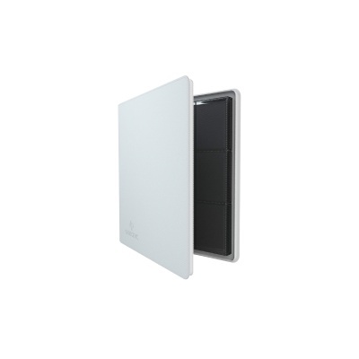 Estojo protector branco com interior preto parcialmente aberto
