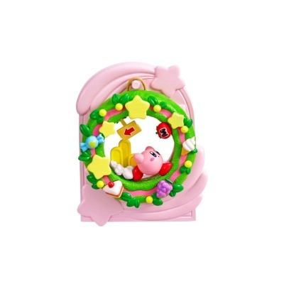 Relógio de Secretária cor-de-rosa com figura de Kirby em anel verde decorado