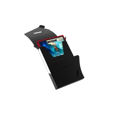 Estojo preto aberto com interior vermelho e embalagem de videojogo Halo: Infinite